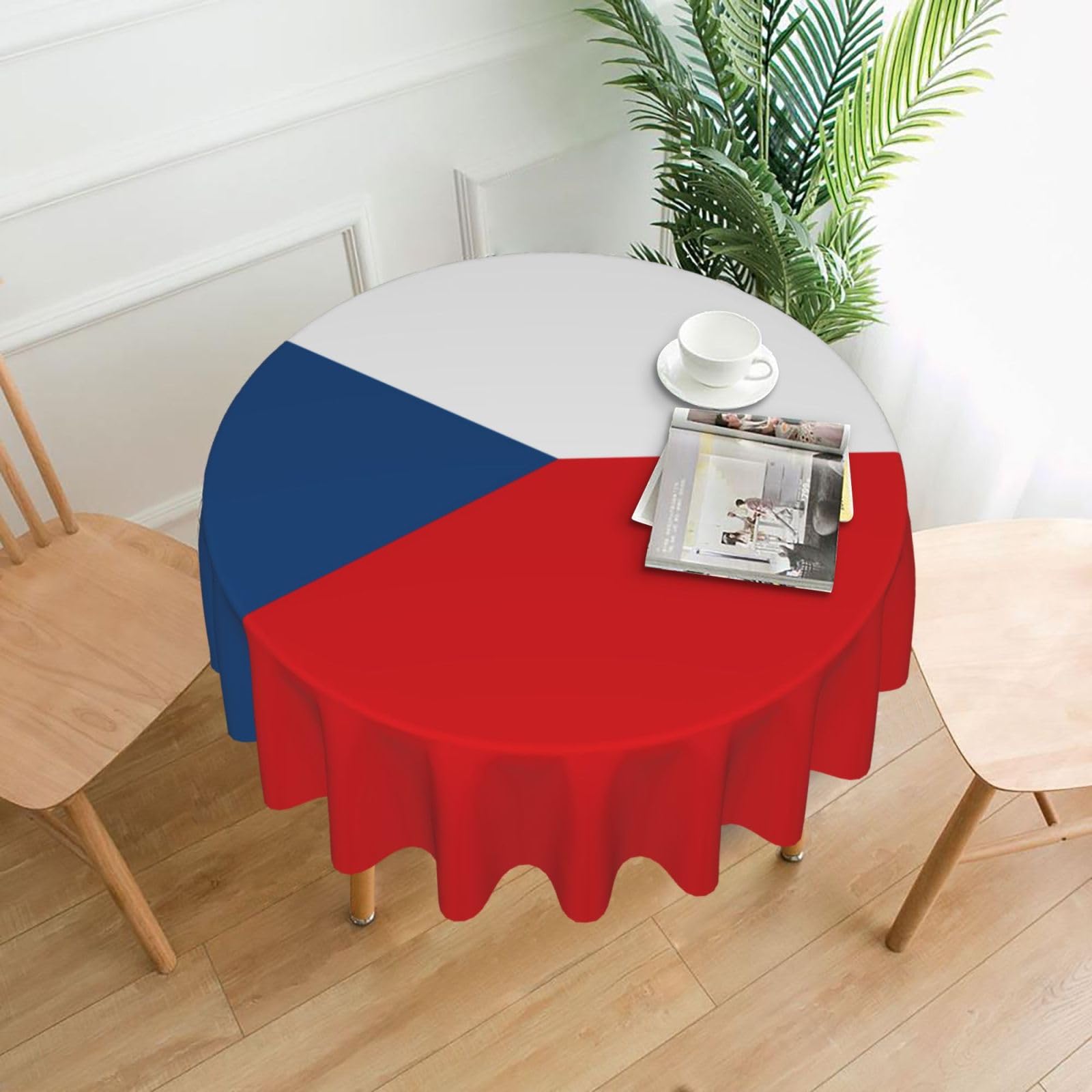 Flag Of The Czech Republic Print Round Washable Tablecloth – Table Cover