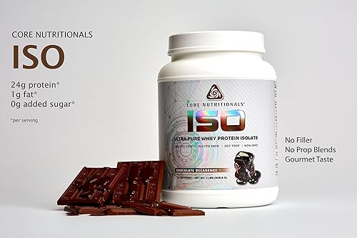 Miniatura 2 de Core Nutritionals ISO, 100% microfiltrado, cero rellenos artificiales, aislado de proteína de suero de leche de 0.88 onzas, 32 porciones (chocolate
