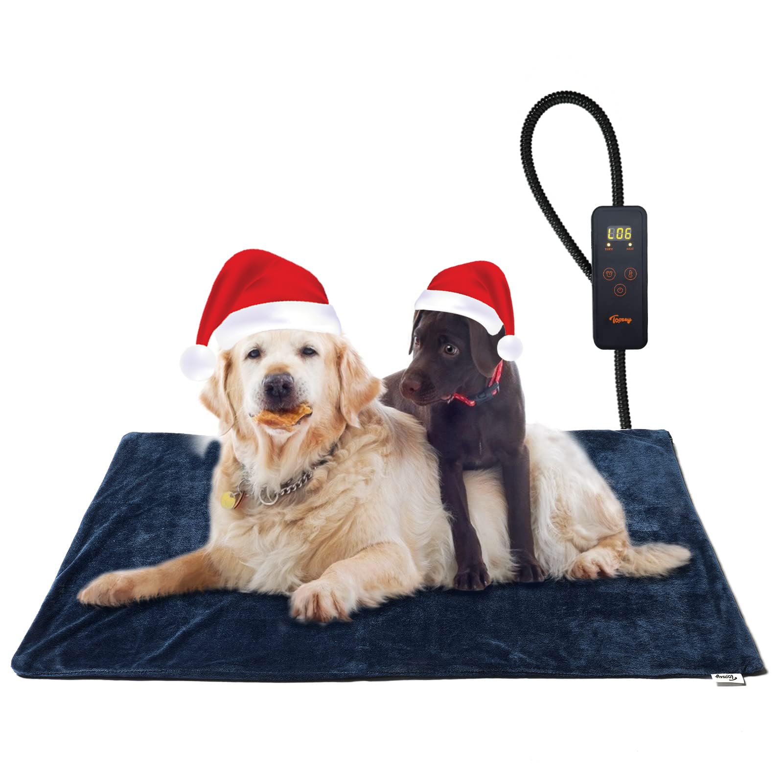Toozey Tappetino Riscaldante per Cani e Gatti Tappeto Riscaldante per Animali Domestici Elettrico Regolabile Timer e per Temperatura per Cani e Gatti Neonati/Piccoli/Anziani, Blu - XL (90 * 60cm)