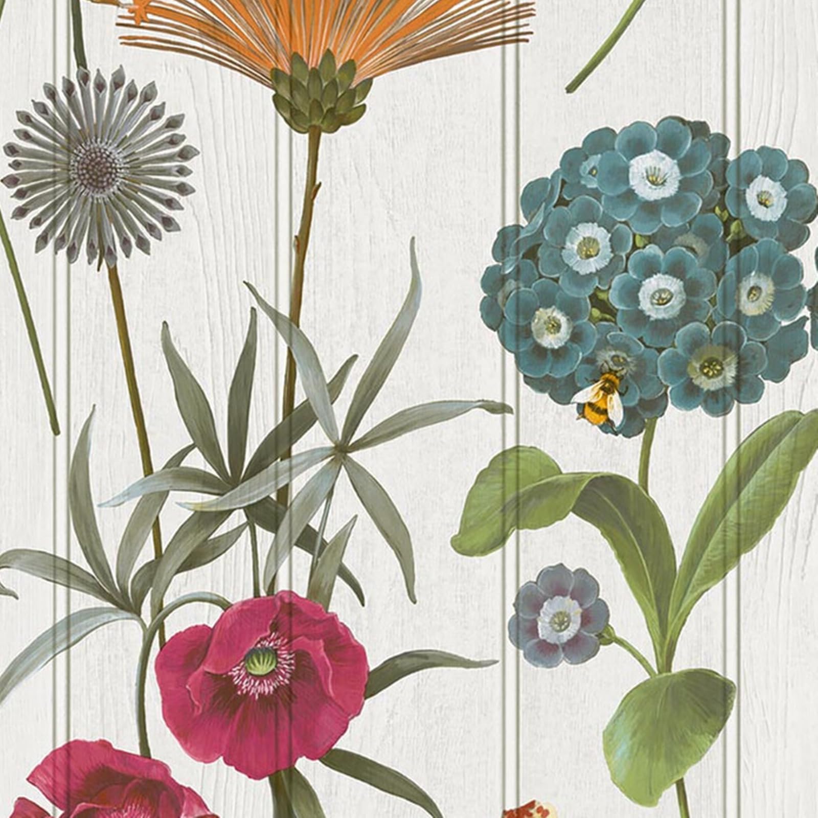 Sophie Laurence White Multicoloured White Multi Floral Wallpaper Beaded Wood Panel Effect Bee's Smooth Finish Lounge