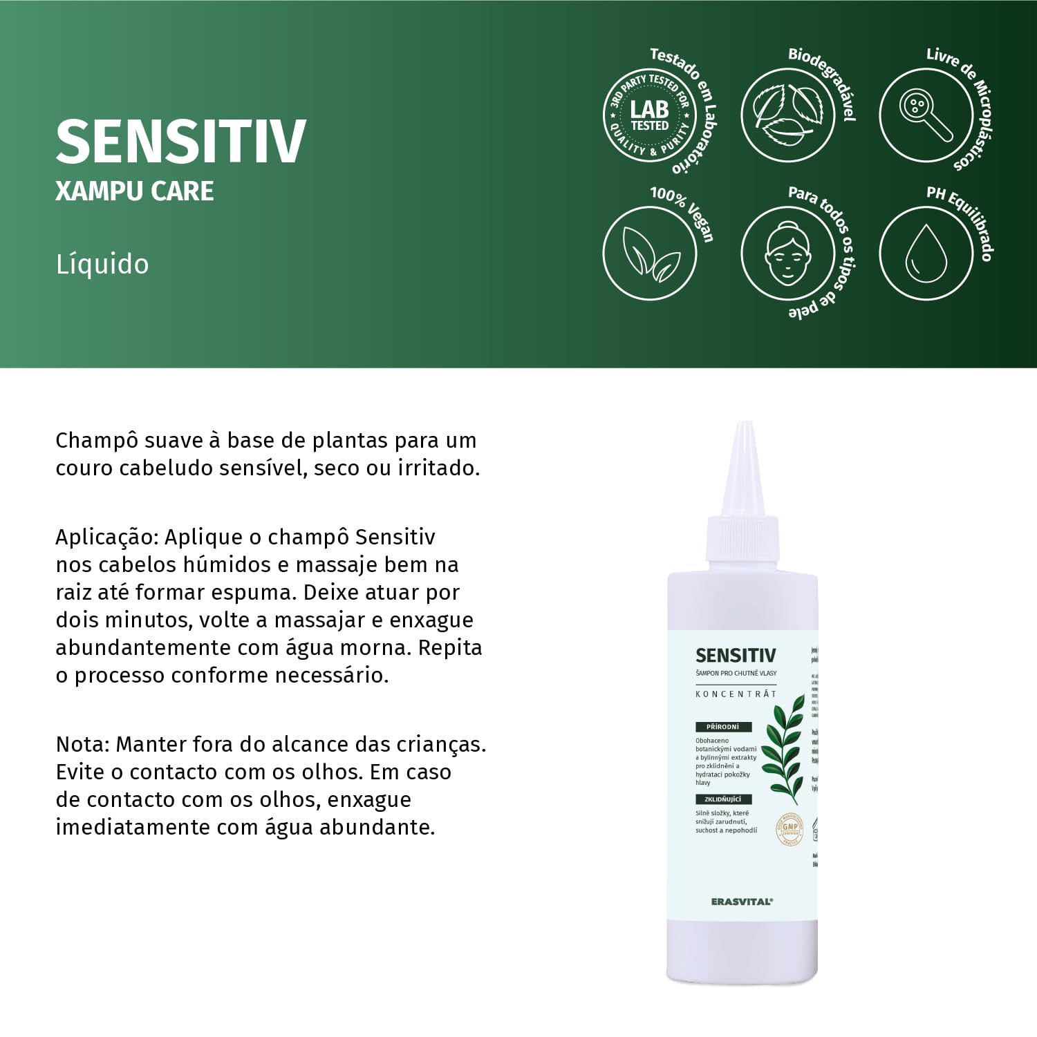 Shampoo delicato alle erbe con ectoina per cuoio capelluto sensibile, secco o irritato. Vegano (1000 ml)
