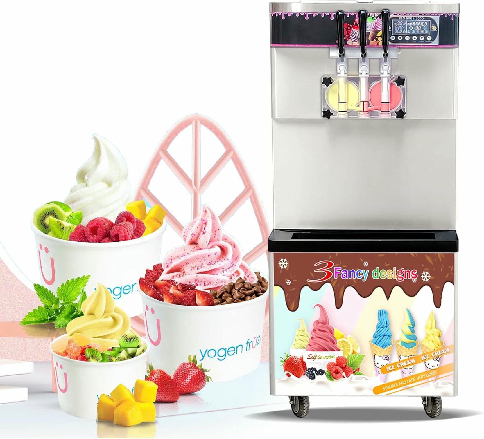 Commercial 2 1 Mixed Flavor Soft Serve Ice Cream Machine Frozen Yogurt Ice Cream Maker Gelato Soft Ice