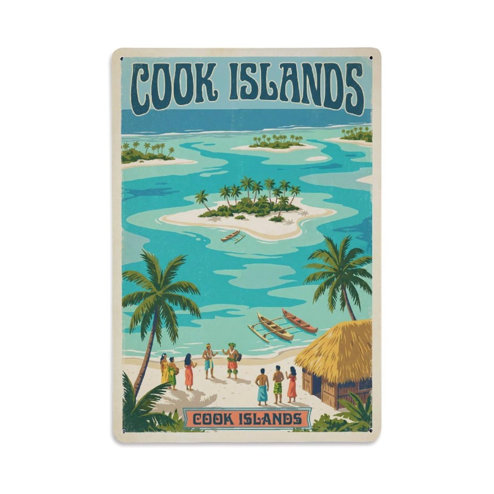 Metal Tin Sign Retro Cook Islands Travel