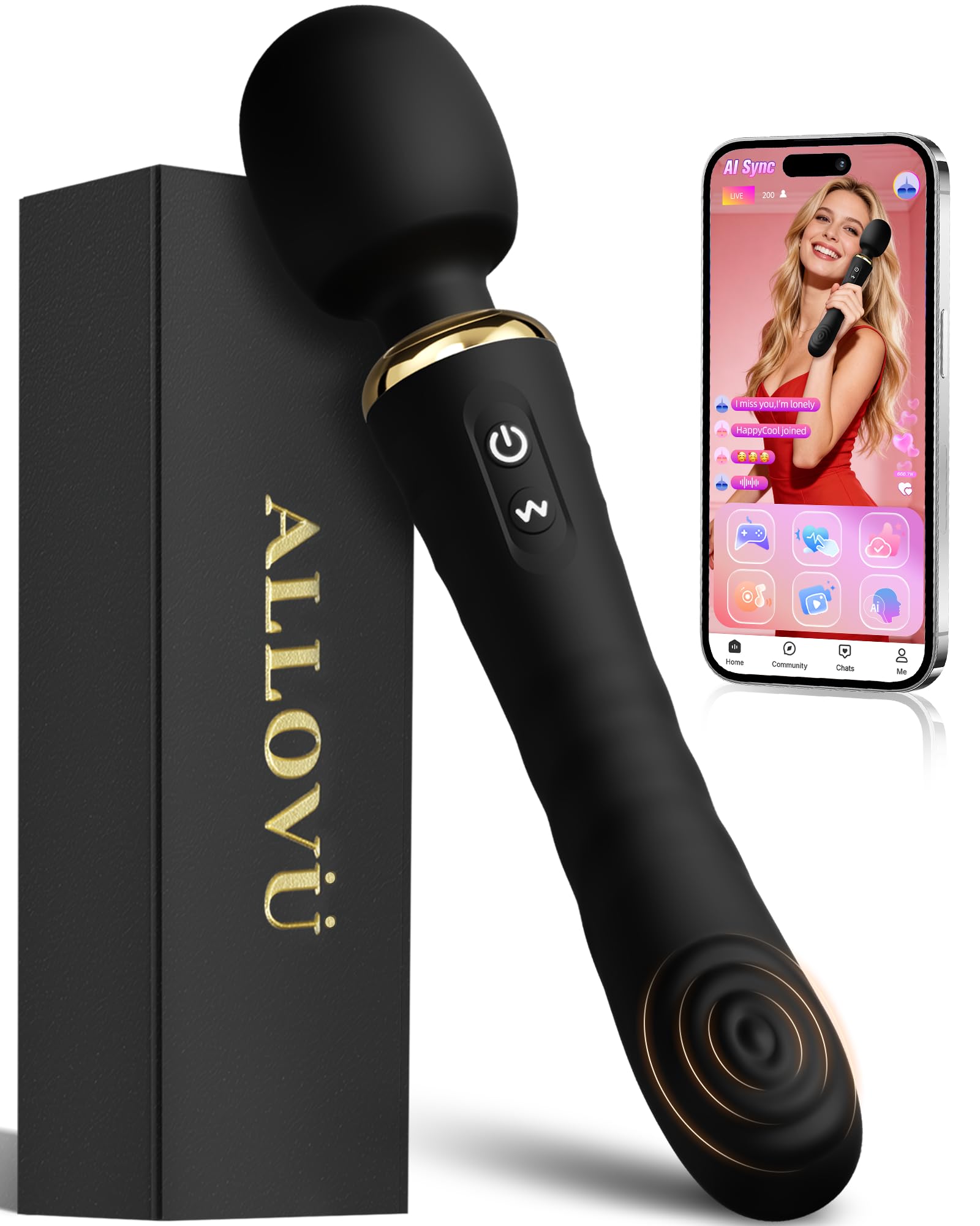 Wand Dildo Vibrator Sex Toys Allov Wand Massager for Clitoral G Spot Nipple Stimulation AI Sync Vibrators with