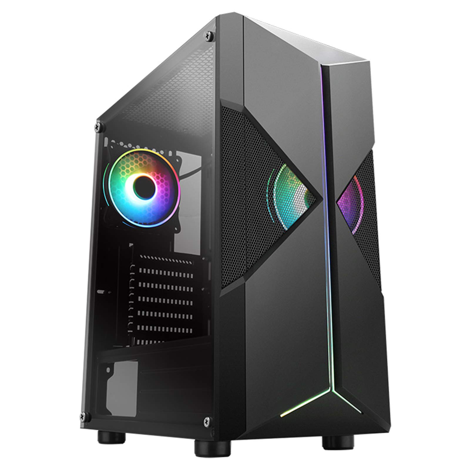 Caso Computer Case ATX Mid Tower PC Gaming - Porta USB Anteriore - Quick-Release Vetro temperato Pannello Laterale - Sistema di Gestione dei Cavi - Pronto Water-Cooling - Nero