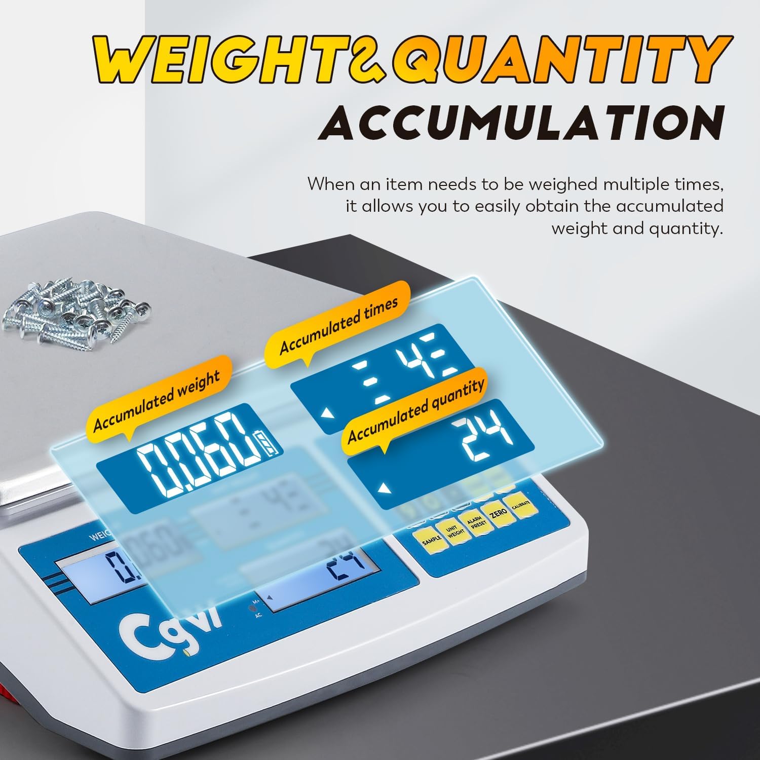 CGOLDENWALL Balance Comptage Industrielle Professionnelle 30kg / 0.1g - Balance Compteuse Digital - Plateau Inox, Unité g/kg/lb - Pour Comptage de Pièces, Bijoux et Inventaire