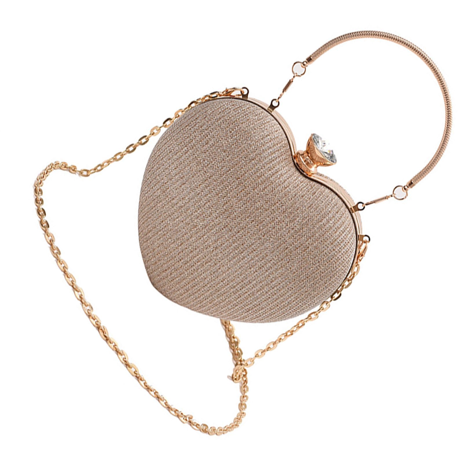 Ywmsfl Women Evening Bag Heart Shaped Clutches Handbag Stylish Crossbody Bag Evening Clutches Bag Chain Strap Shoulder Bag