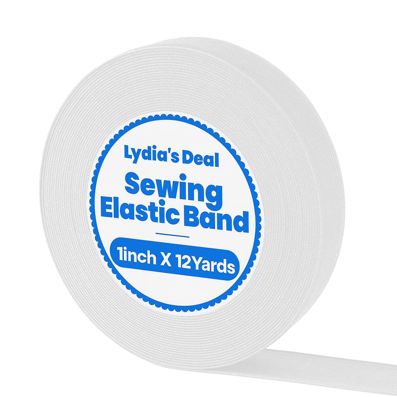 Lydia's Deal Elastic Bands for Sewing Wide 1 Inch x 12 Yards,High Elasticity Knit Elastic Spool Elastic Straps for Wig -White