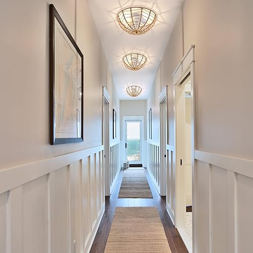 Miniatura 4 de ELYCCUPA Lámpara de techo de ratán tejida a mano, cordel, estilo bohemio, montaje empotrado, accesorios de iluminación de techo, mini candelabro