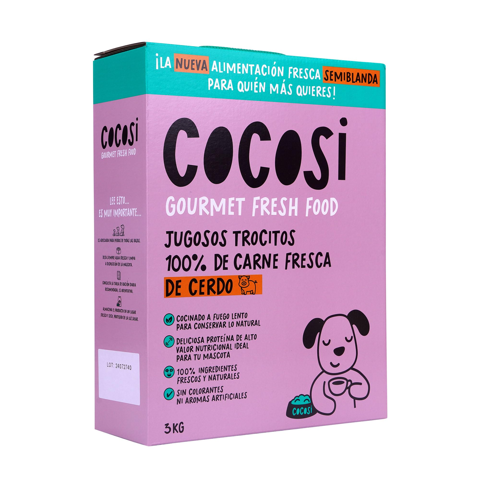 CoCosi Alimento Semihúmedo para Perros Nutrición Completa Deliciosa Alta Palatabilidad (3KG, Sabor Cerdo)