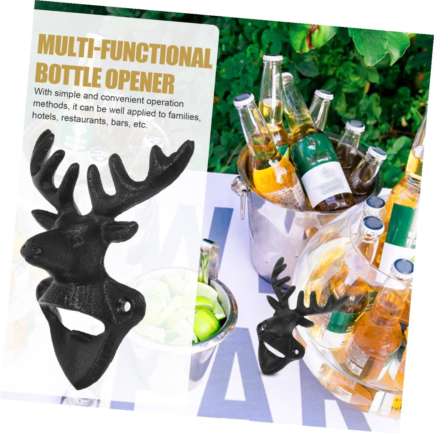 Abridor de Botellas de Cerveza de Pared Metálico Compacto Práctico y Resistente para Cocina y Bar Abridor Manual de Tapas Adecuado para Botellas y Latas Pequeñas Hogar