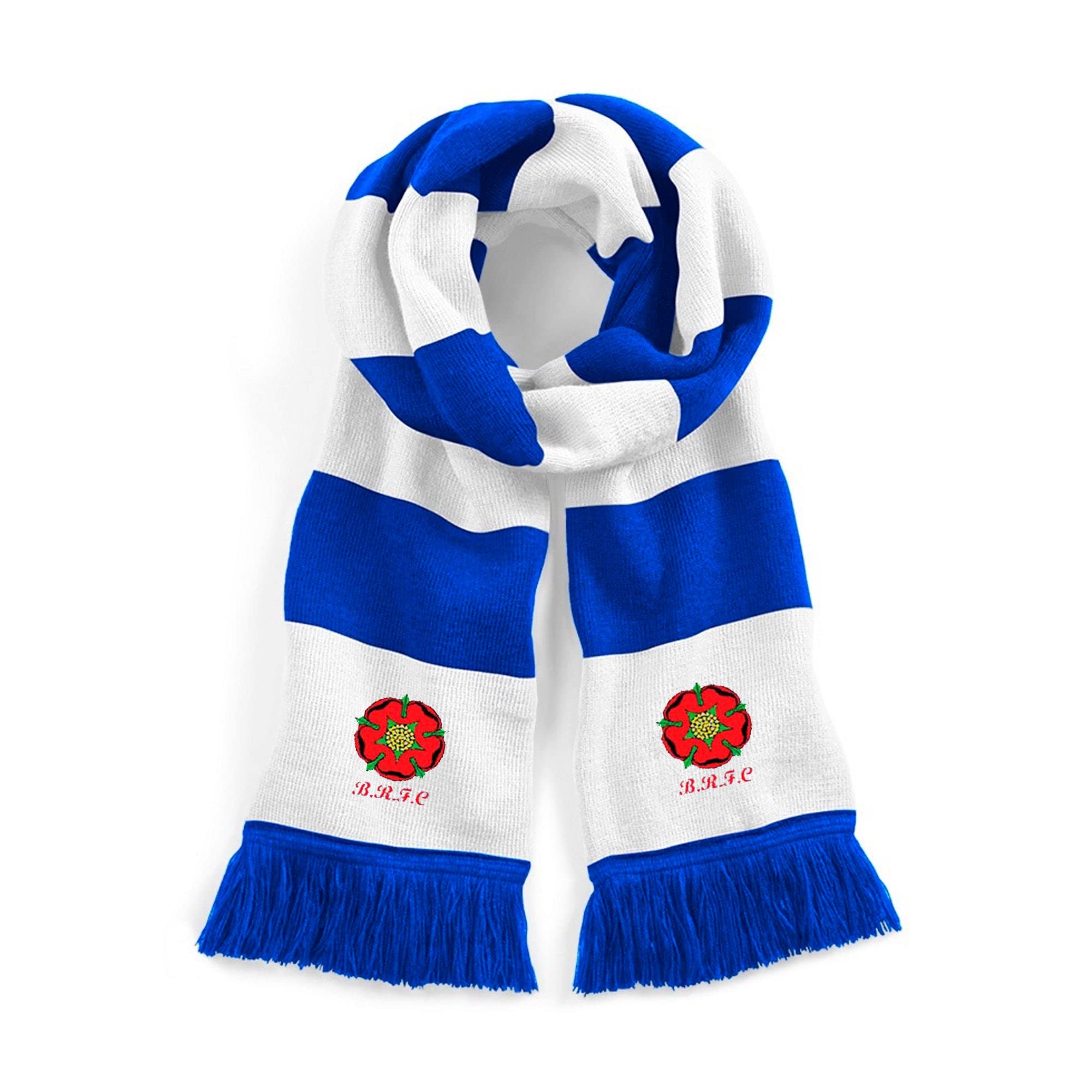 Old School Football Royal/White Blackburn 1970S Retro Traditional Football Scarf Embroidered Logo