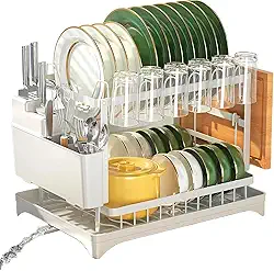 Escorredor de Louça Inox Modular com Porta Pratos, Talheres e Copos (Branco)