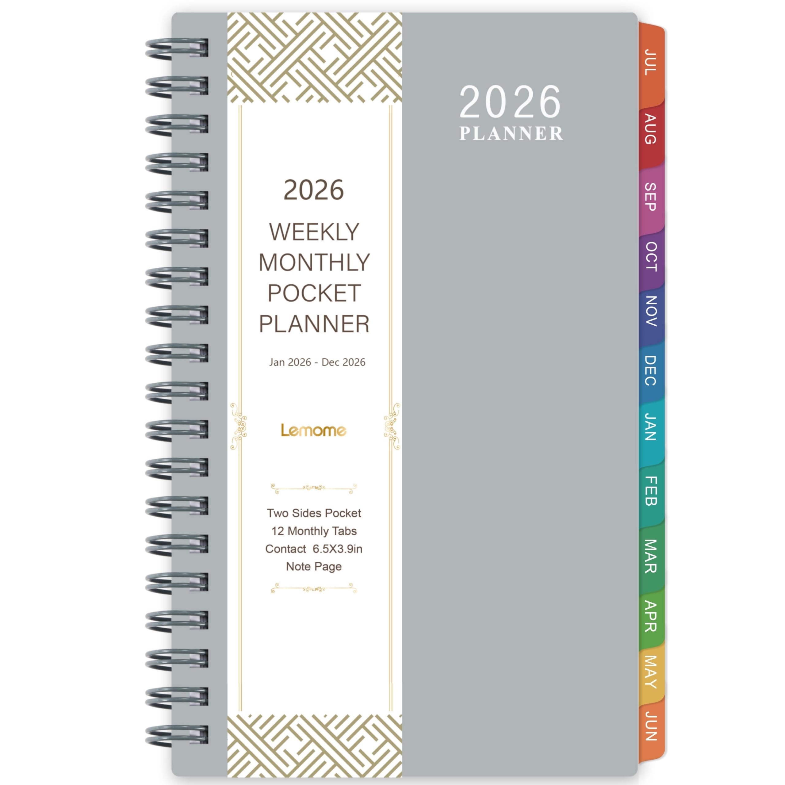 2026 Pocket Calendar/Planner - Weekly & Monthly Pocket Planner for Purse, Jan. 2026 - Dec. 2026, 6.8" x 4.1", Strong Twin - Wire Binding, Plastic Cover