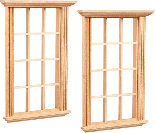 2 piezas Mini Muebles Casa de Muñecas Miniatura Marco de Ventana Modelo Decoración Ventanas Muebles de Casa de Muñecas