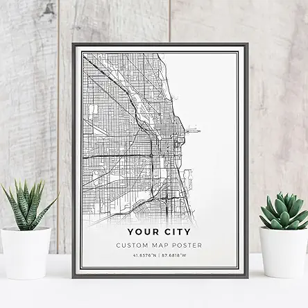 RAREVAY Personalized City Map, Giclee Canvas Wall Art...