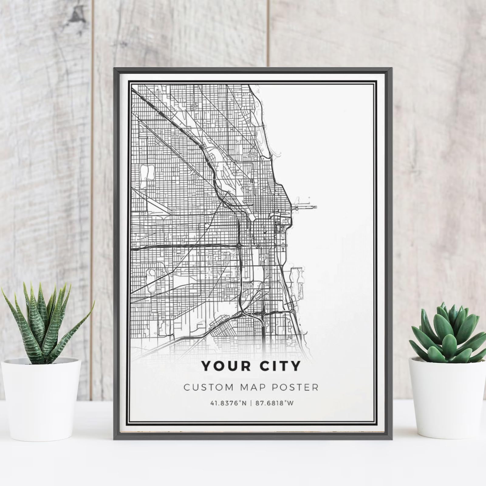 Personalized City Map, Giclee Canvas Wall Art for Home Decor. Ready to Hang 12x16inches