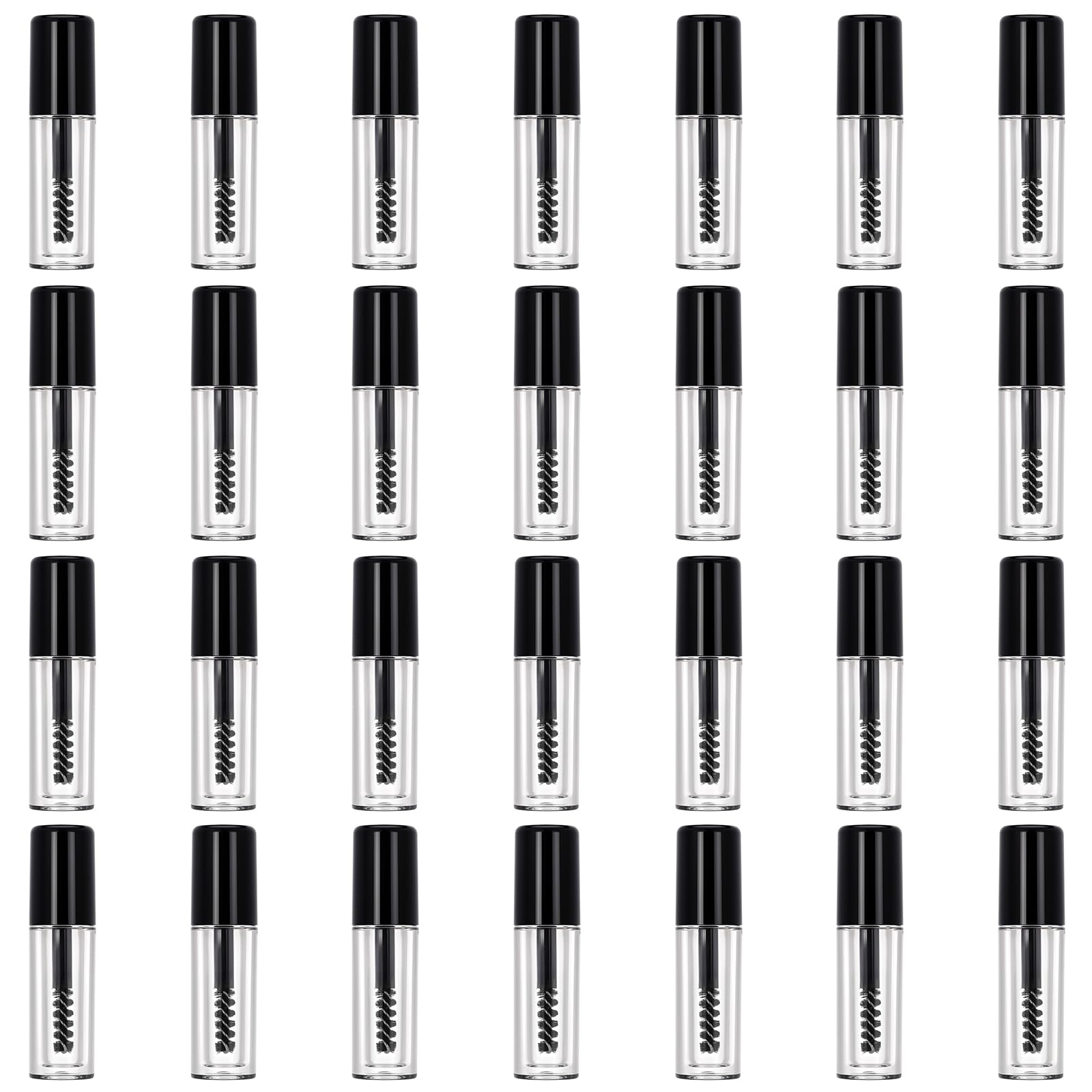 28 Pcs Mini 3ml Mascara Tubes and Wand for Castor Oil, Empty Mascara Tube with Eyelash Wand, Mini Eyelash Cream Container Bottle, Small Sample Size Eyelash Growth packing Tube Container for Travel