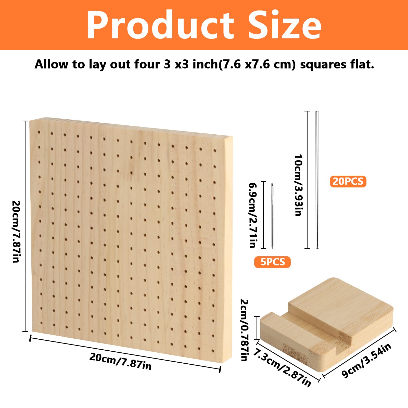 Katech 29 cm, blokkeerplank voor Granny Square, houten plank