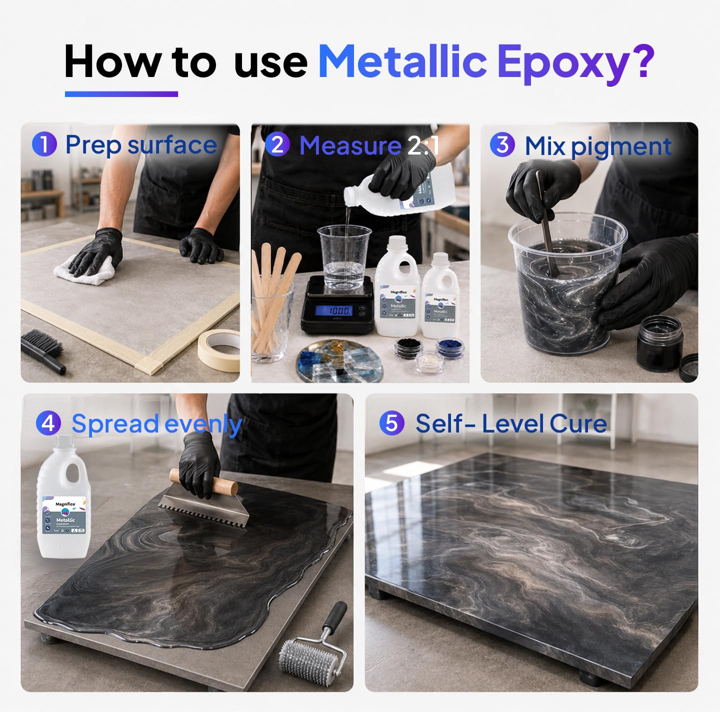 MAGNIFICO Metallic Resin 2:1 Clear Epoxy Resin & Hardener Kit | 3 KG product image 7
