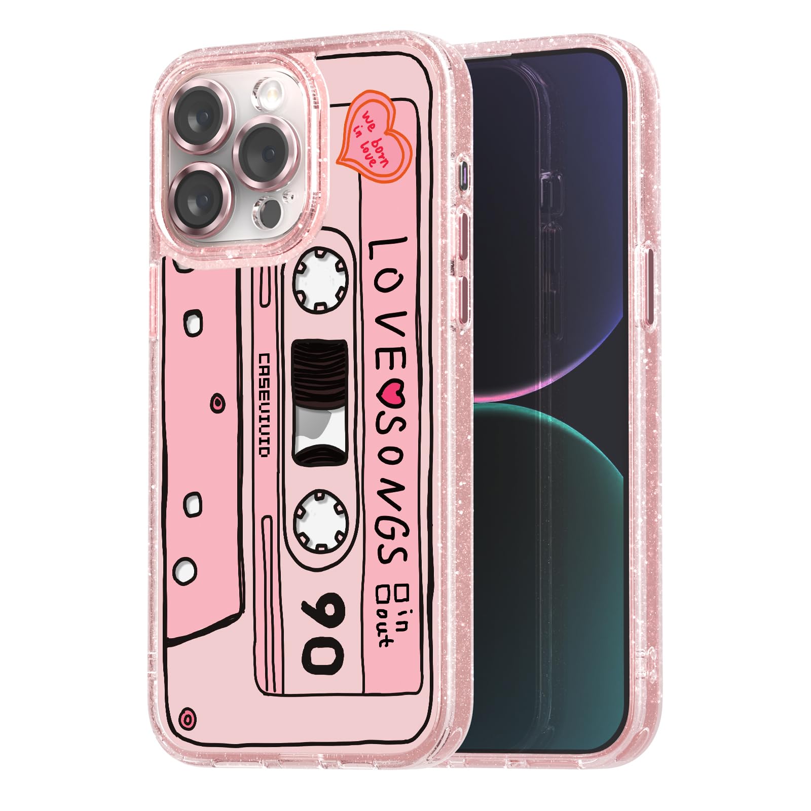 Coque iPhone 15 Pro Max avec protecteur objectif et dragonne rose - 7