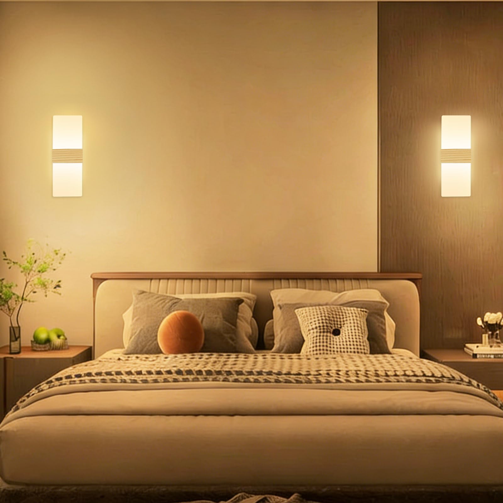 2 Pezzi 12W LED Lampada da Parete Interno 3000K Bianco Caldo 28cm | Acryl Lampada da Parete Lampada da Parete per Corridoio Su e Giù Illuminazione per Camera da Letto Corridoio Soggiorno Scale