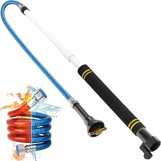 Frebuta RV Holding Tank Swivel Stik Rinser,61inch RV Black Tank Cleaner Wand 304 Stainless Steel Hose with Flexible Rotary Cleaning Sprayer For Camper Toilet RV Black Water Tank and Garden