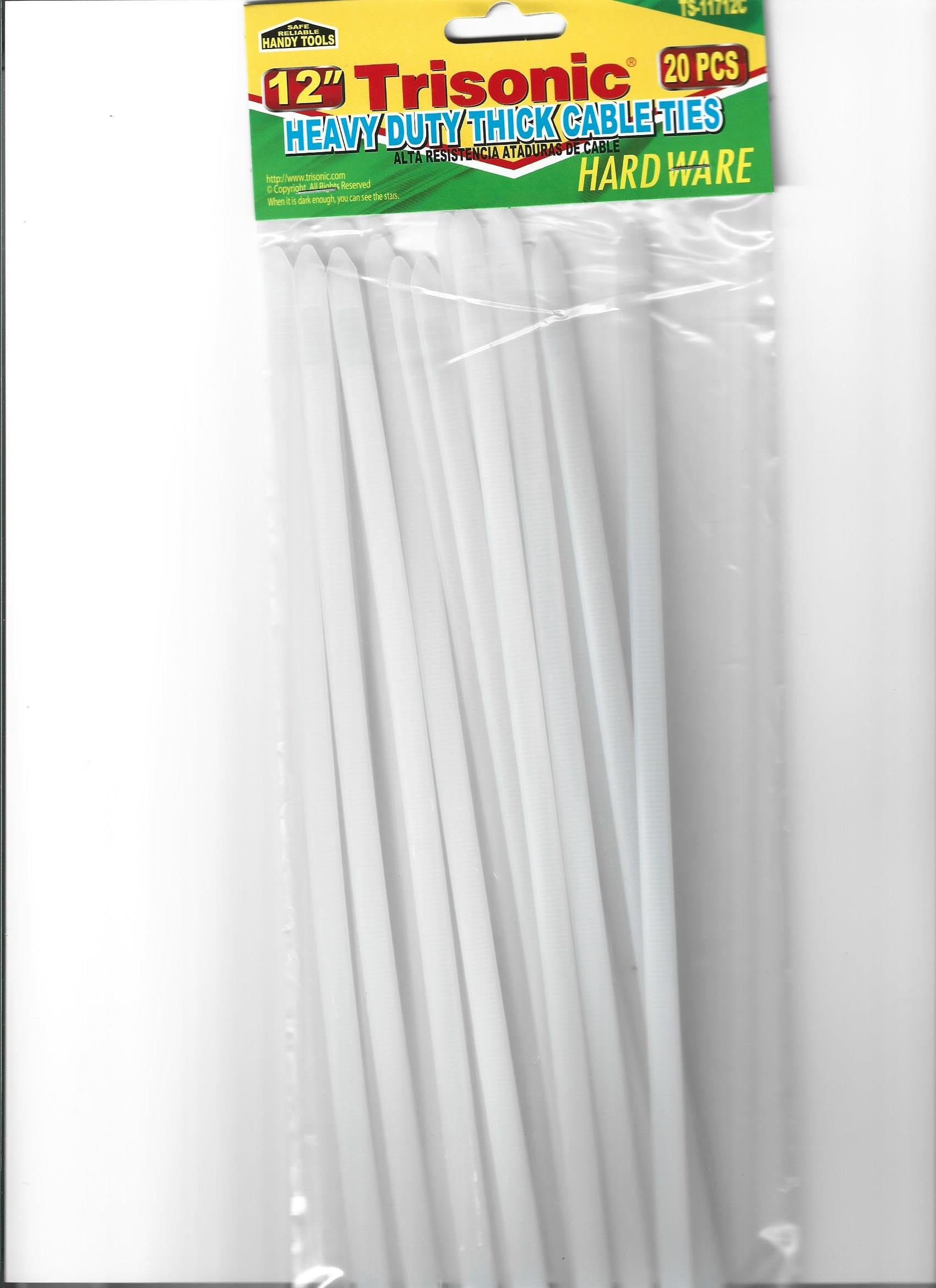 White Zip Ties Heavy Duty 12 Inch 20 pcs Multi-purpose Cable Ties For Indoor and Outdoor Use pack of 2