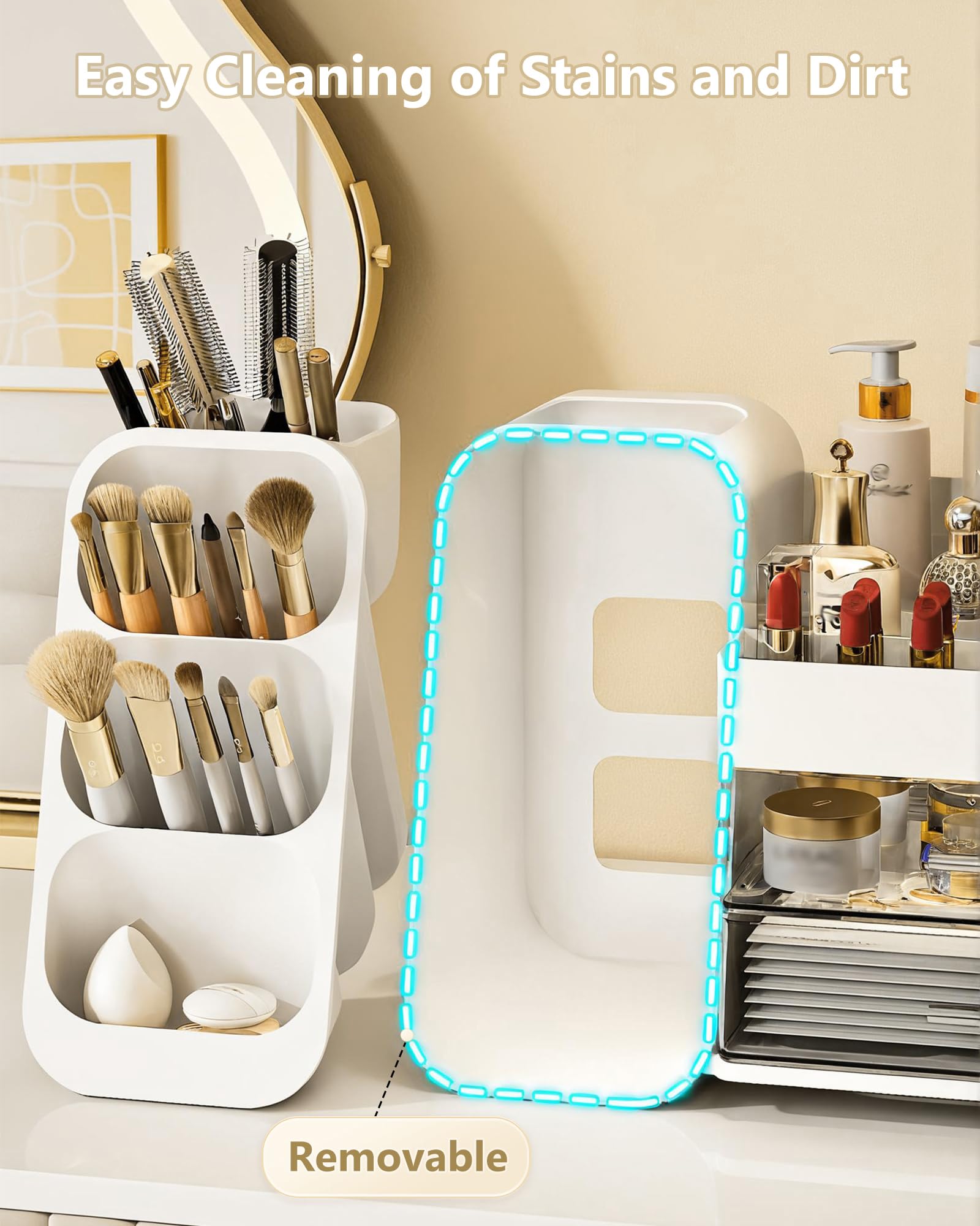 Anylady Makeup Organizer with Drawers, Skincare Organizer (Large Size Thick), Storage Box Cosmetic Display Cases, Make up Organizers for Vanity, Dresser, Desk, Kitchen, Countertop (black)