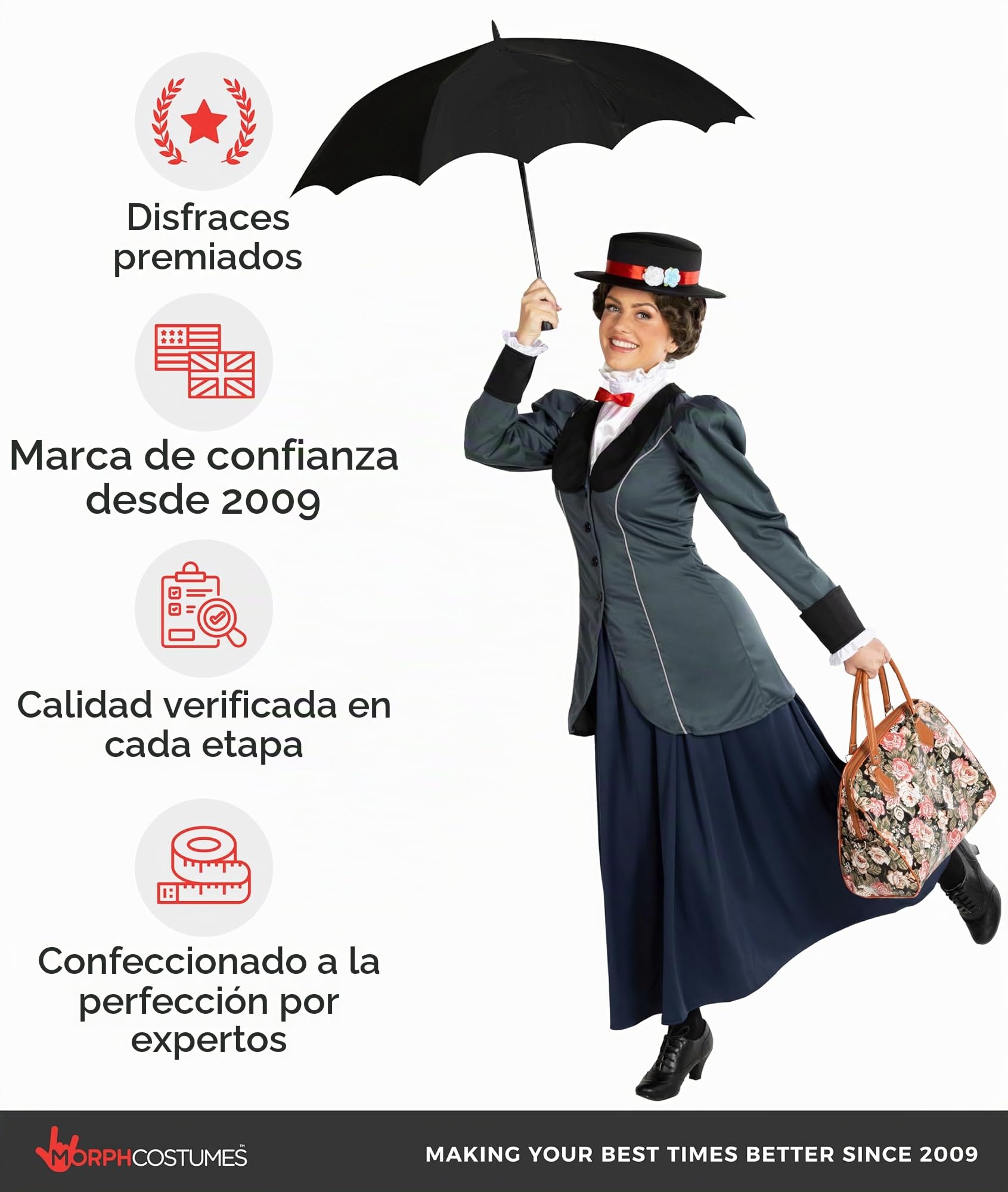 Morph Disfraz Niñera Victoriana Mujer, Disfraz La Niñera Magica Mujer, Disfraz Victoriano Mujer, Disfraz De Epoca Victoriana, Disfraz Mujer Carnaval