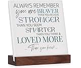 Inspirational Gift for Women - Best Office Decor - Encouragement Cheer Up Motivational Desk Decoration - Birthday Gift for Women Friend Coworker - Positive Plaque Sign With Wooden Stand