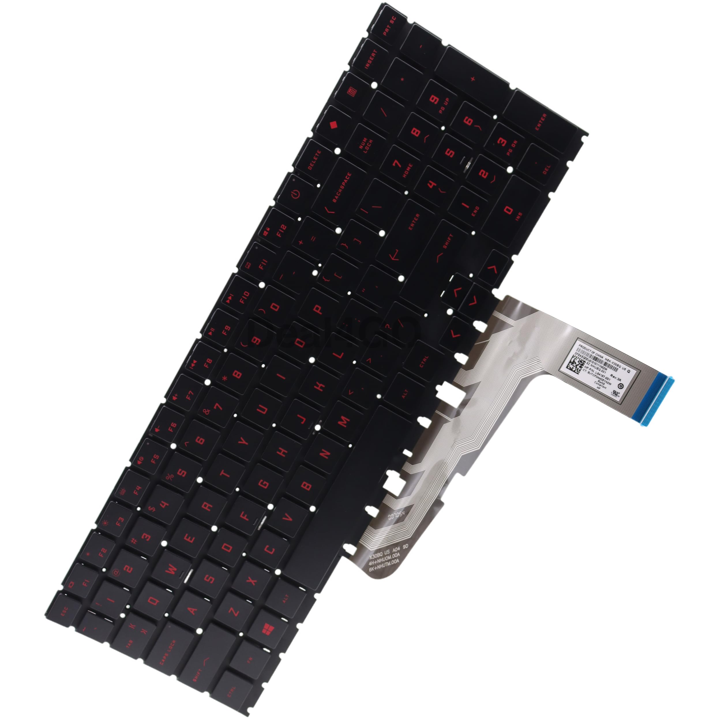 Teclado retroiluminado rojo para HP OMEN 16-WF con teclado numérico 6