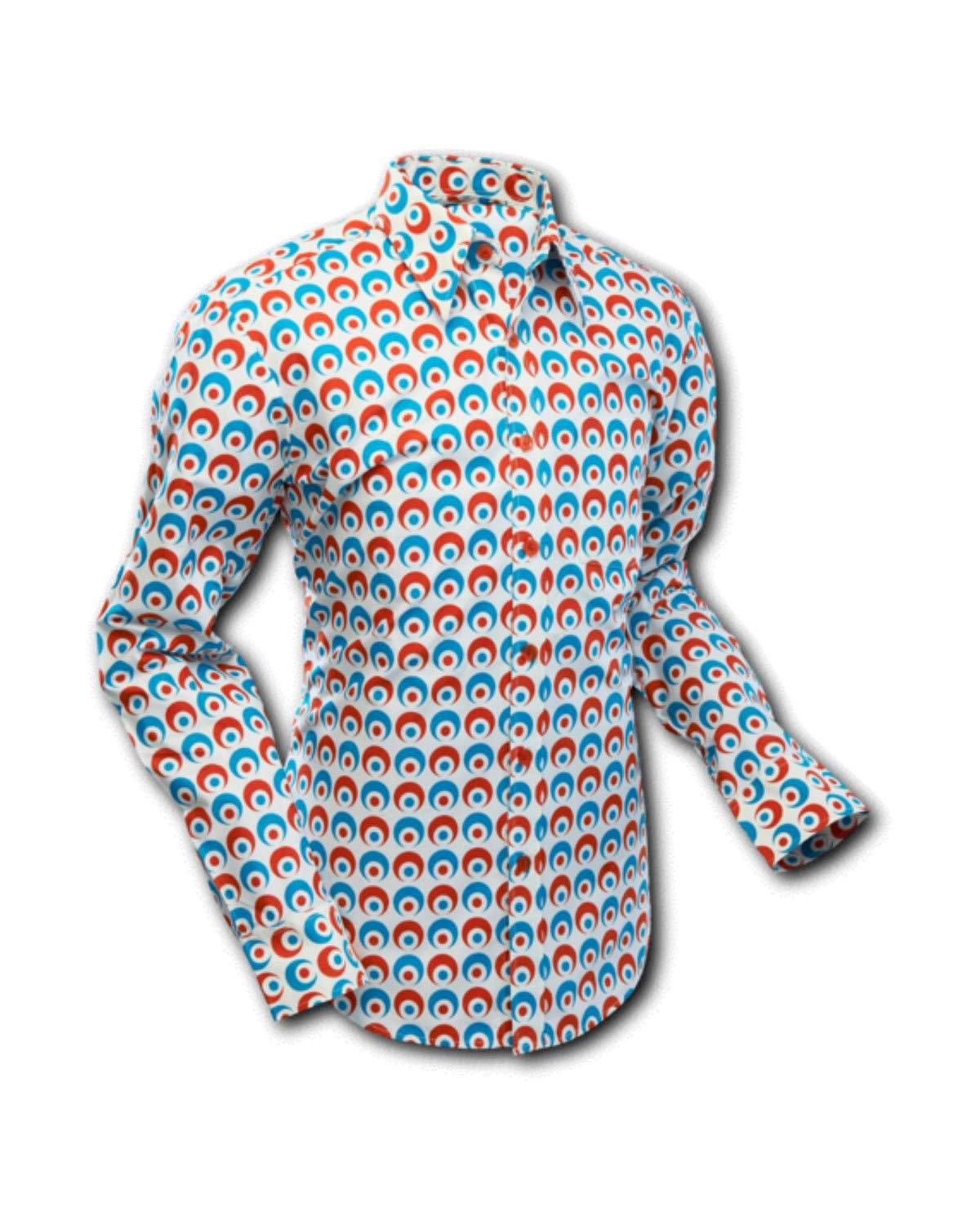 70er Jahre Hemd, Chenaski Eyeball Black-Blue-red Größe X-Large