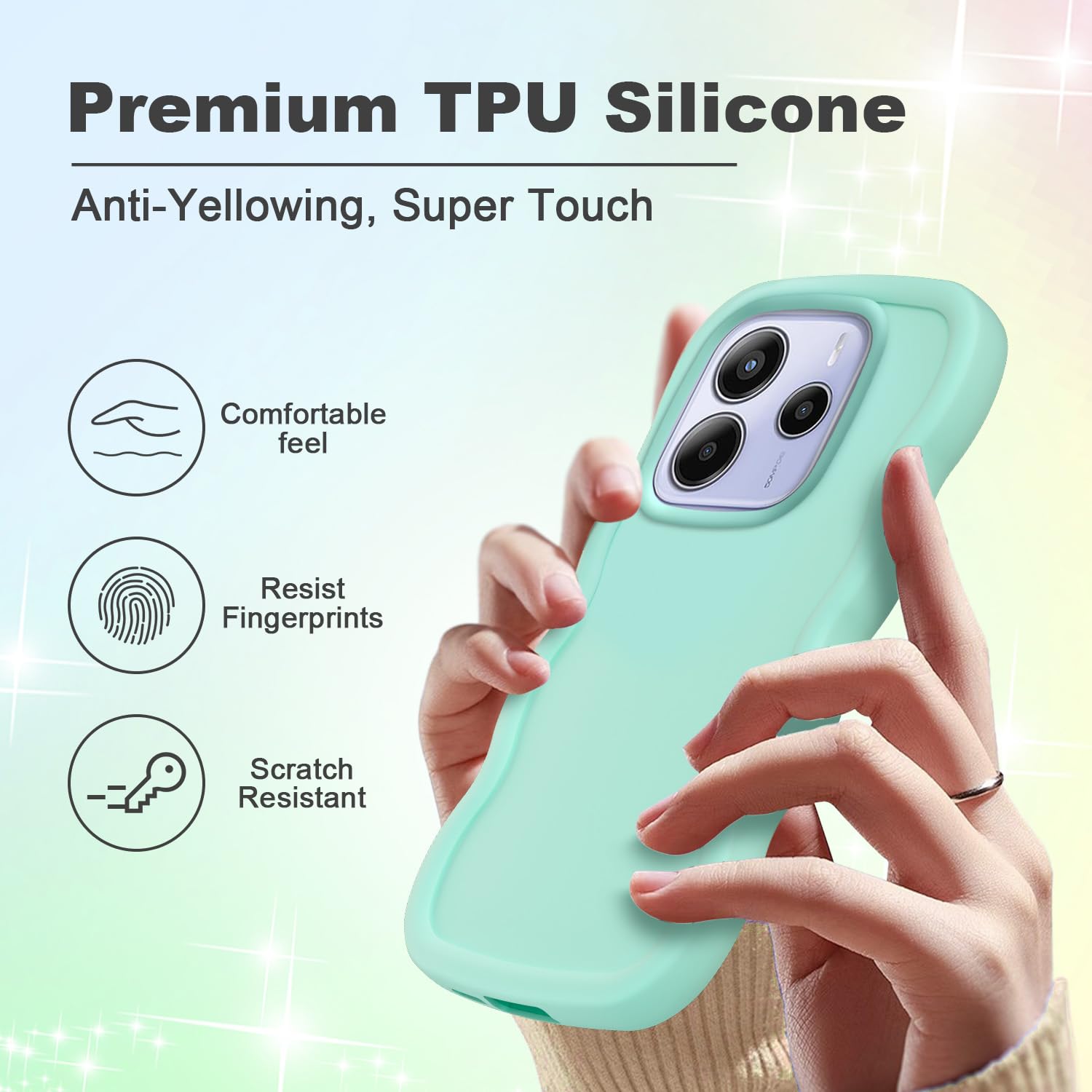 XINYEXIN Silicone Cover per Xiaomi Redmi Note 14 5G, Custodia Cellulare Onda Cornice Forma Riccia Carina, Antiurto Ondulata Bumper Case - Rosa