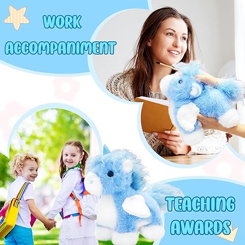 Miniatura 3 de Animal de peluche de unicornio alado de 12 pulgadas, animales de peluche de caballo azul suave, juguetes de peluche para niños y bebés, lindos