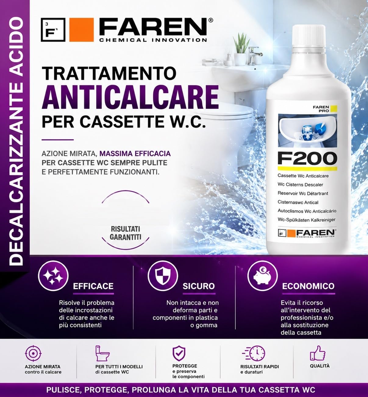 FAREN F200 - Tratamiento antical desincrustante para cassettes empotrados, 1 litro (6)