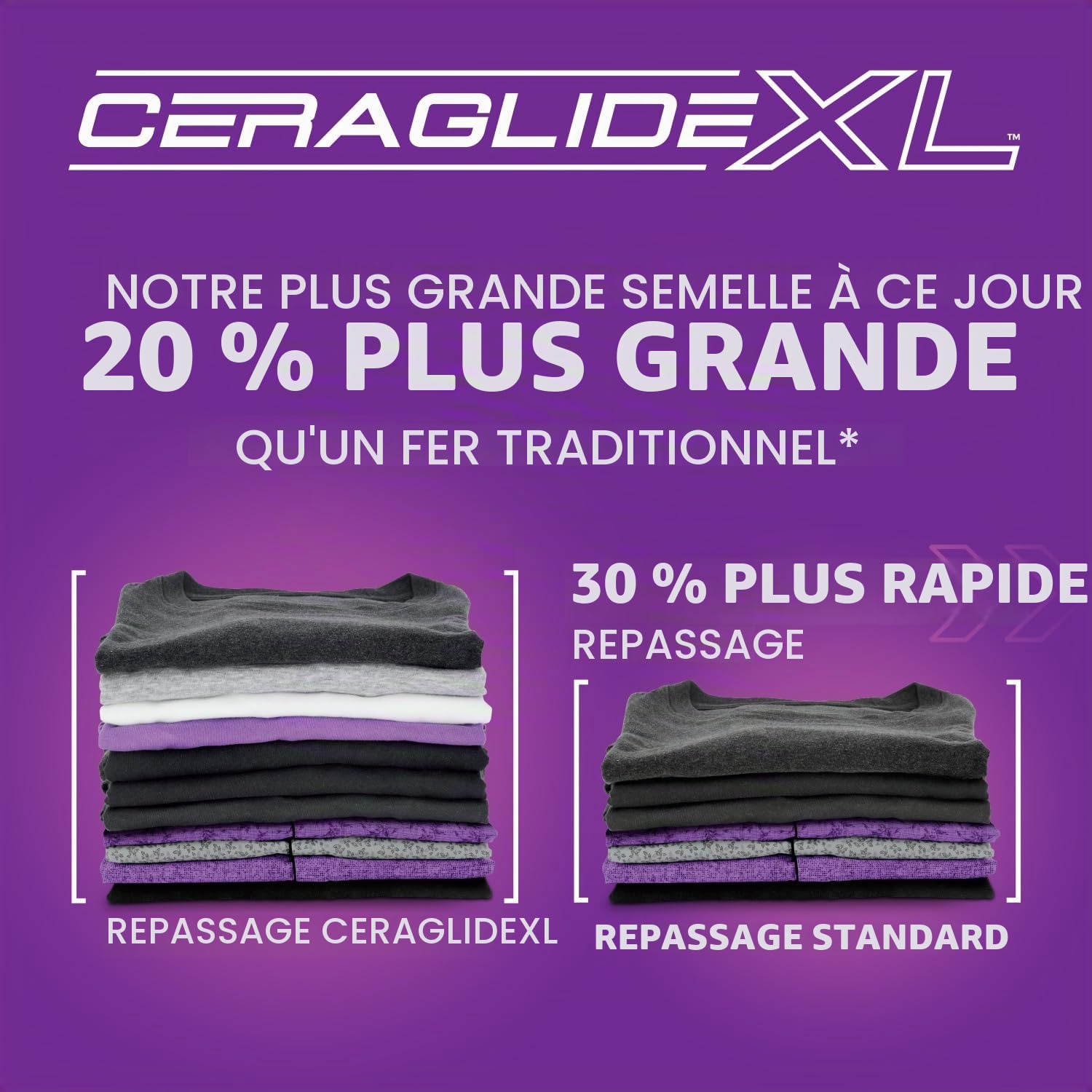 Tower T22036LIL Fer à vapeur sans fil avec technologie One Temp et semelle céramique XL, fonctions anti-goutte et anti-calcaire, réservoir d'eau de 350 ml, 3100 W, lilas et noir
