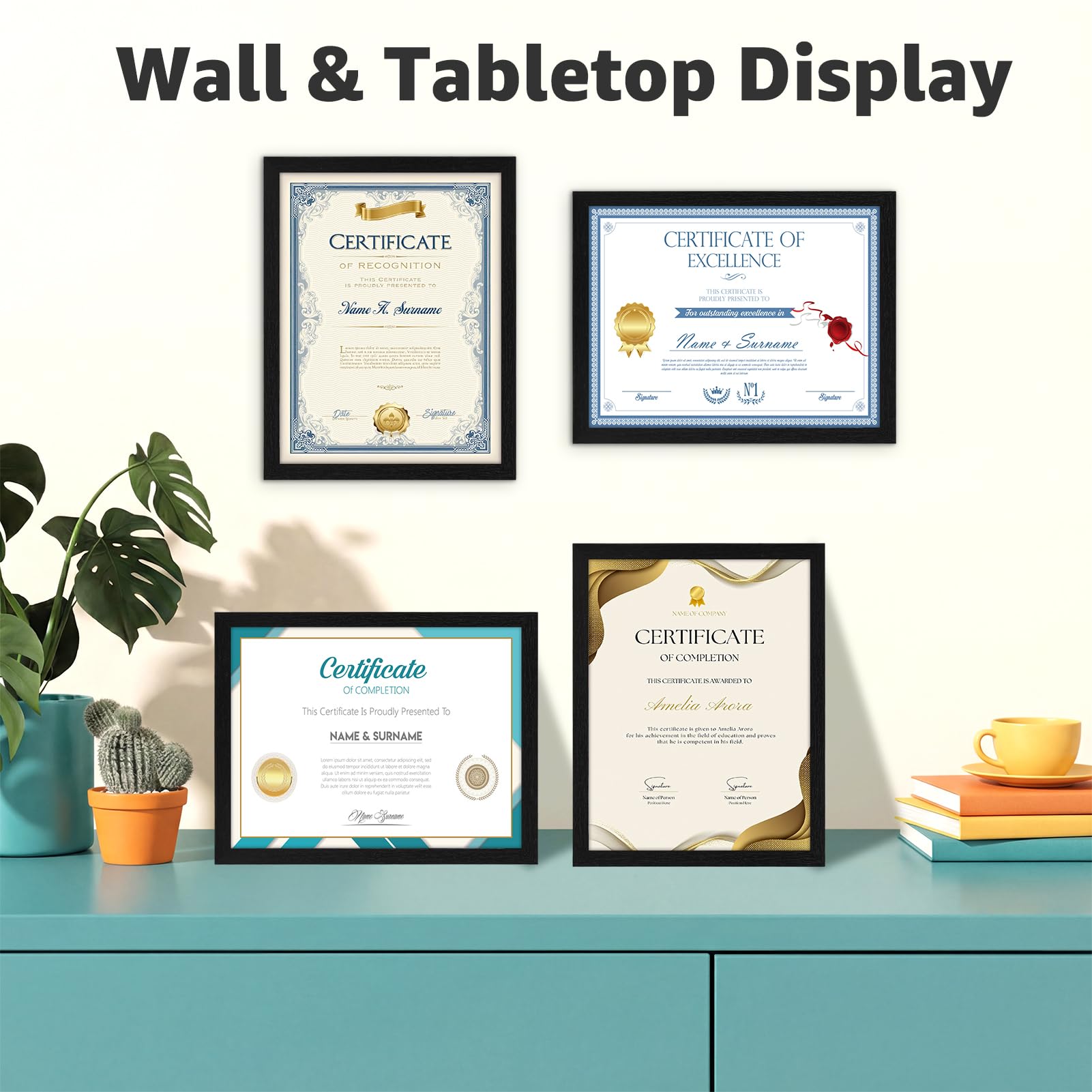 Giftgarden Bilderrahmen, 21,6 x 28,9 cm, schwarzes Holz, 21,6 x 28,9 cm, für Auszeichnungen, Dokumente, Diplome, Wand oder Tischplatte, 15 Stück