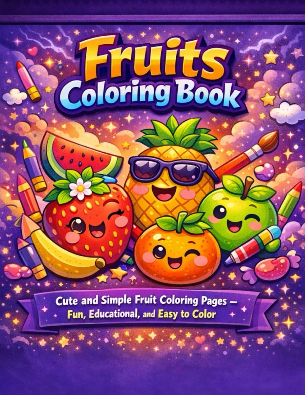 Fruits Coloring Book for Kids: Cute and Simple Fruit Coloring Pages – Fun, Educational, and Easy to Color (Gamza Coloring Series)