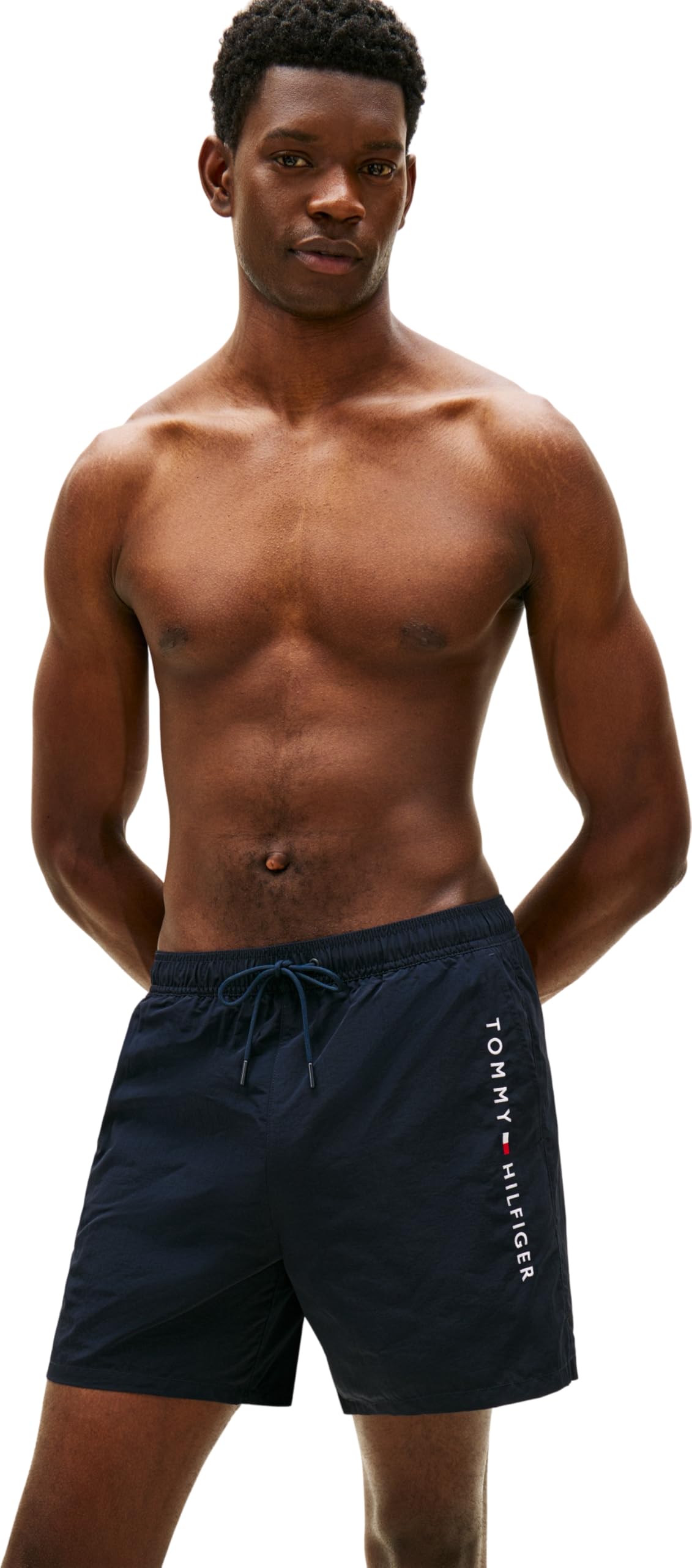 Tommy Hilfiger Side Linear Logo Swimshorts, Navy, Size M, Men