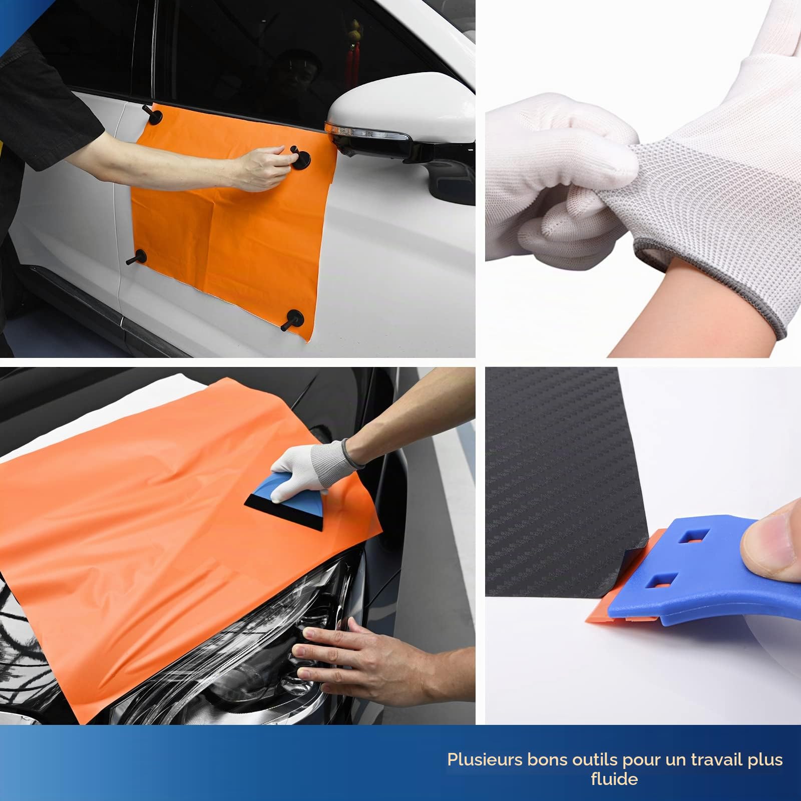 Ehdis Kit Covering de Teinte de fenêtre d'outils pour Vinyle d'emballage pour Voiture avec Pistolet Thermique à Affichage LCD, Covering Kit de Film Teinte Vitre Voitures