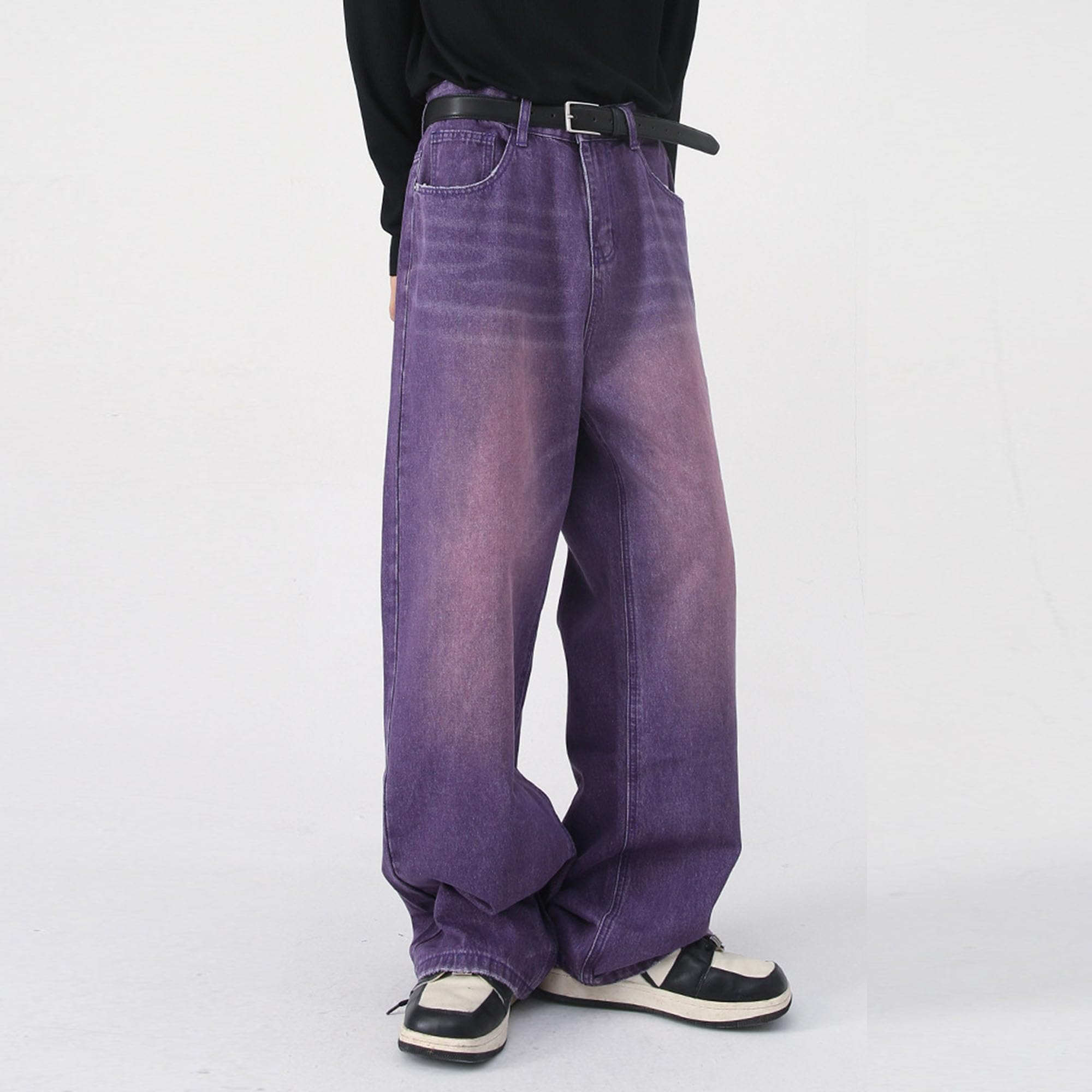Mens Vintage Baggy Jeans Gamba Larga Skater Casual Denim Pantaloni per Gli Uomini Rilassati Jeans Classici Regolari