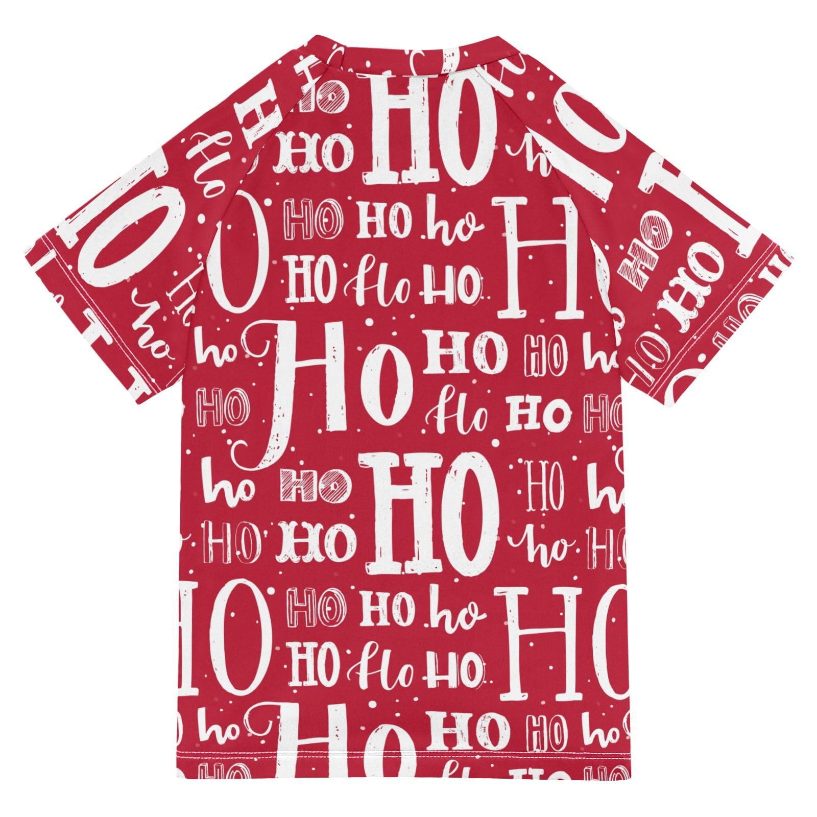 Aflyko Christmas Boys' Swim Shirt Ho Ho Ho Red White Rash Guard Beachwear Sun Protection Fishing Hiking Camping Surfing Swimming Toddler Infant Summer Daily T-Shirt, 4T