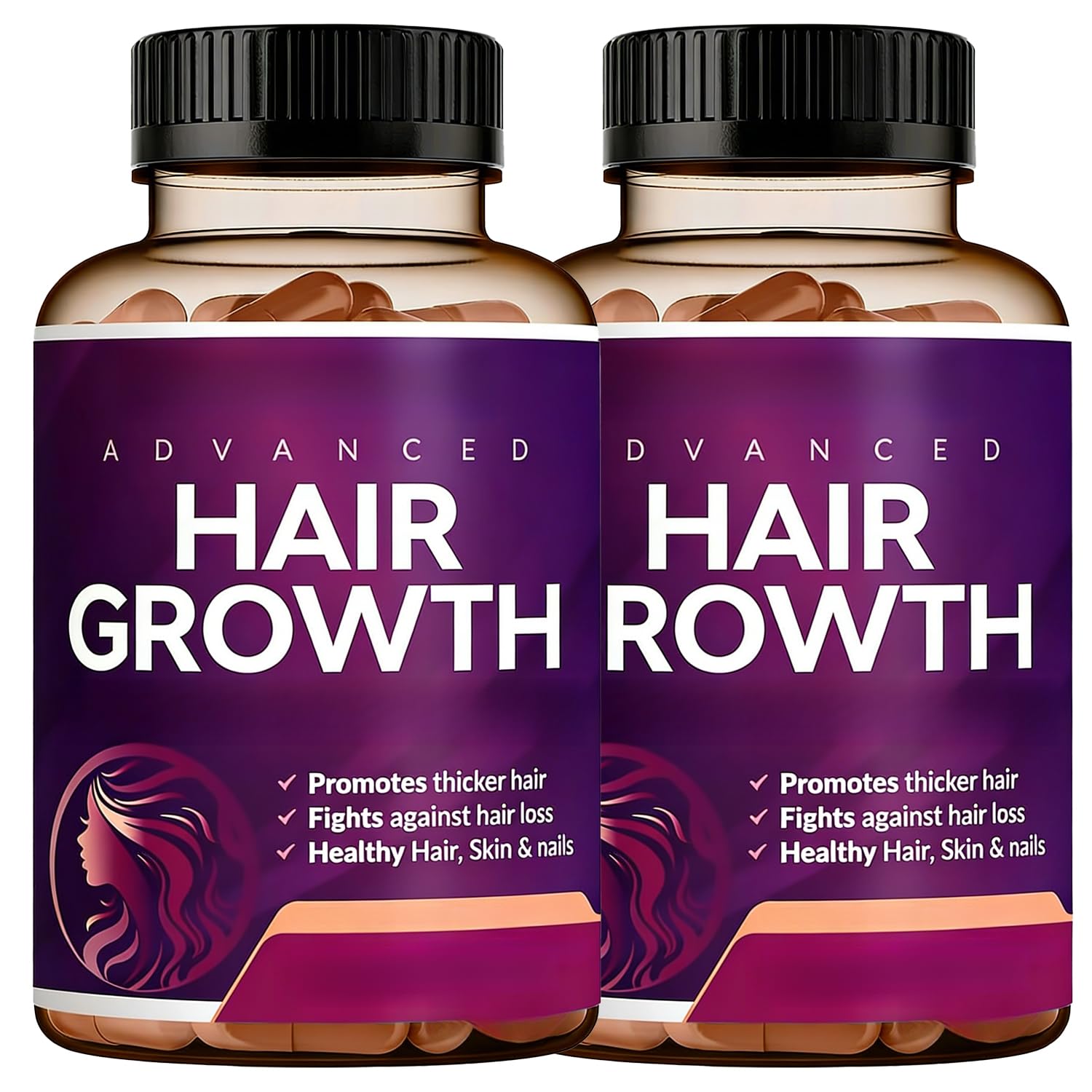 Vitamine per la crescita dei capelli per donne, con biotina, 2 pezzi | crescita dei capelli; rafforzare i follicoli piliferi; illuminare le unghie della pelle