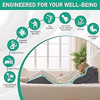 Vista 5 de 4PCS Wedge Pillow Set for After Surgery, Orthopedic Bed Wedge Pillow for Back Pain Relief, Sitting Up in Bed, Acid Reflux, Adjustable Post Surgery