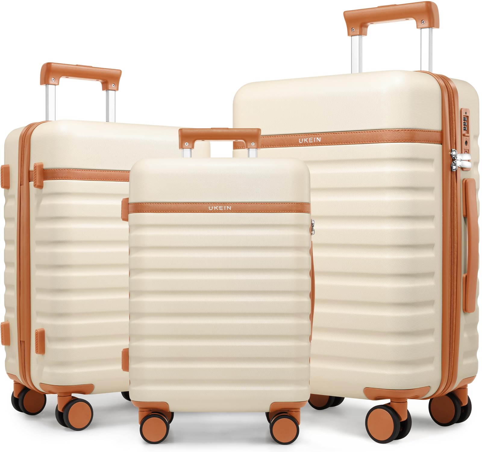 UKEIN Luggage Sets 3 Piece, Carry On Luggage 20In With Spinner Wheels,PC Hardside Suitcase Set with TSA Lock,Durable Large Checked Suitcase for Men