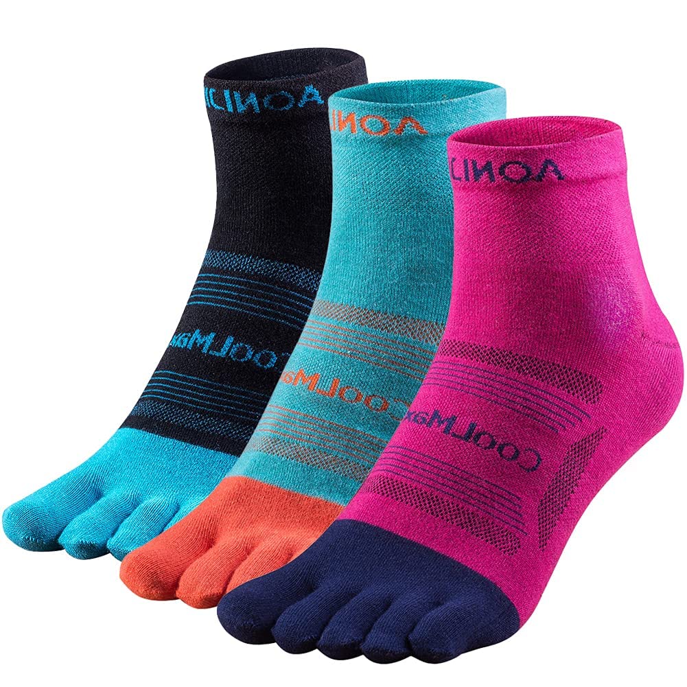 OrrinSports Toe Socks Coolmax Running Socks for Men Women 3 Pairs Athletic Breathable Five Finger Socks