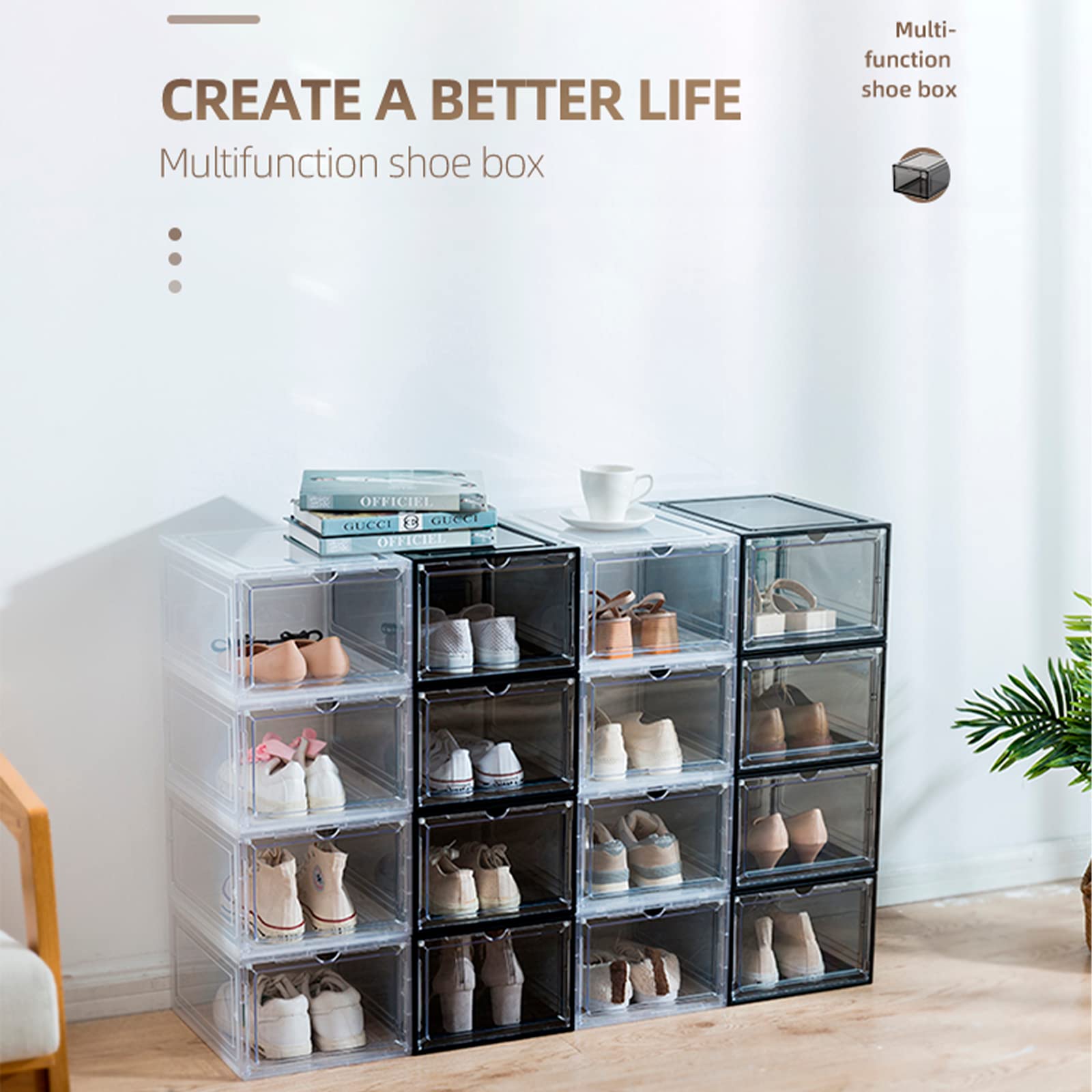 La Box des Sneakers Pack 10uds. Porta Scarpe Trasparenti per Scarpe da Ginnastica. Scatole Porta Scarpe per la Conservazione. Scatole Scarpe. Espositore di Sneakers. (10pcs Transparent)