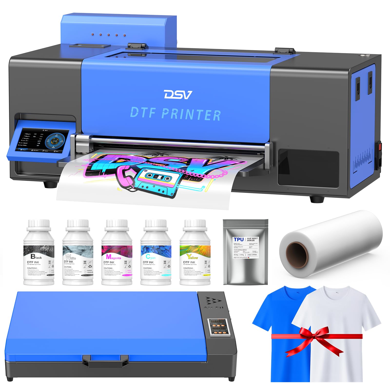 DSV A3 F1080 DTF Printer (XP600 Gen2)-24/7 Auto-Maintenance&amp;Printhead with Moisturizing Fluid, Anti-Clog, 2X Speed vs L1800/R1390,White Ink Circulation,2-Year Ink