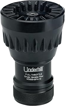 Underhill Garden Water Hose Nozzle Sprayer Jet Attachment, Heavy-Duty Metal and Rubber, Adjustable, Magnum UltraMax Premium Plus Series 1" High Flow Turbo Shift, NG550-DFH-10